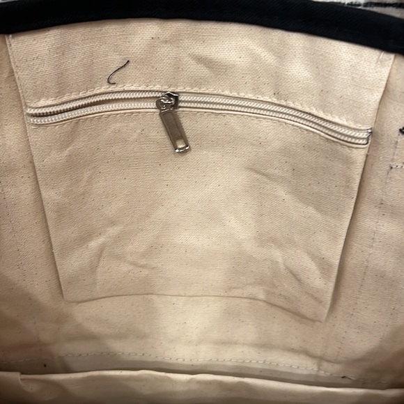 🏝️ PIRETTE Canvas Beach Tote 🏝️ NEW Bag Black/Cream/White - Picture 4 of 5